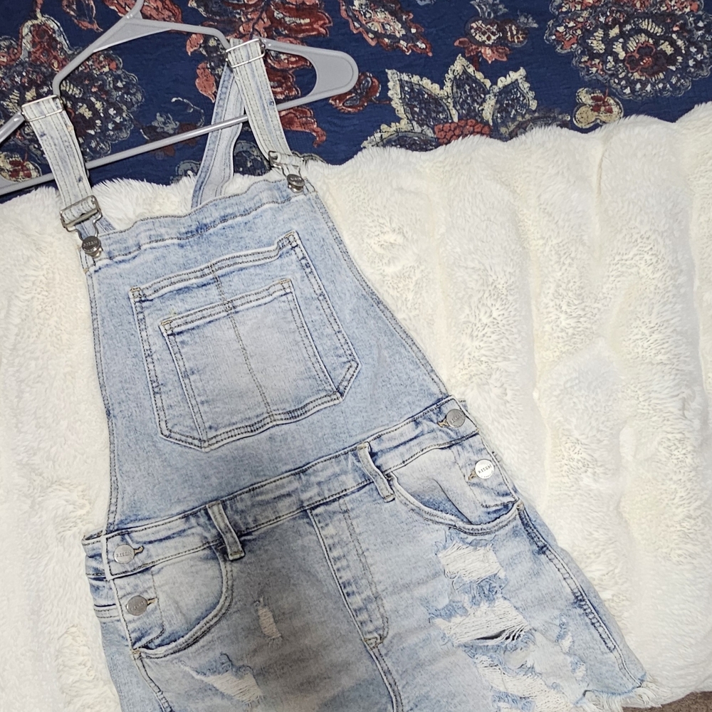 Light Wash Denim Overall Skirt - Women Jeans
